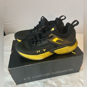 Under Armour Project Rock Shoes Anti Hero Black Yellow 7Y Womens 8.5 Black Adam